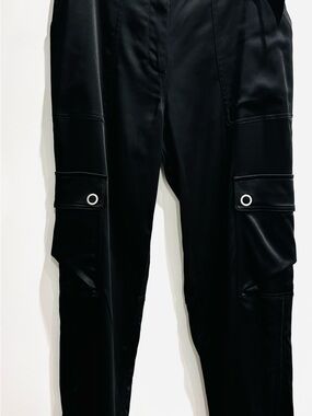 Jonathan Simkhai Black Cargo Track Pants with Grommet Detail